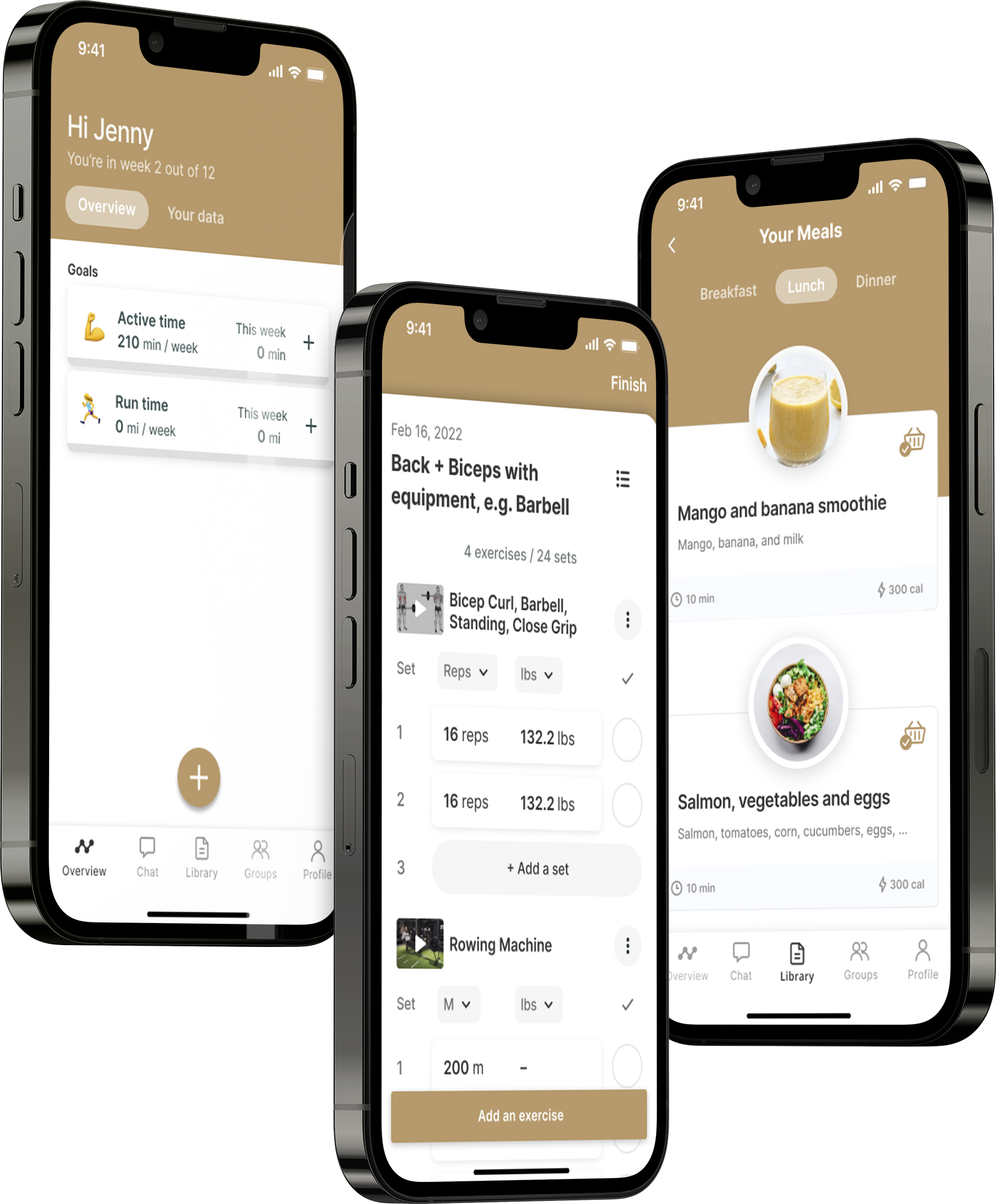 A mockup of the coaching app showcasing the features.